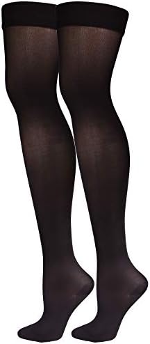 Truform Women's Compression Stockings, 20-30 mmHg, Thigh High Length, Closed Toe, Opaque, Black, Large