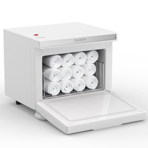 TASALON 8L Towel Warmer Hot Cabinet Box, Aluminum Inner Chamber, Removable Tray, Fast Heating for Beauty Spa Salon Massage - White
