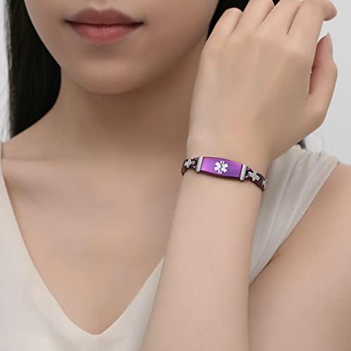Fashion Lady Stainless steel Medical Alert id Bracelets with Free Engraving