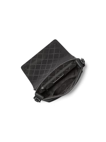Michael Kors Hudson Small Flap Messenger, Silver Tone-Hardware/Black