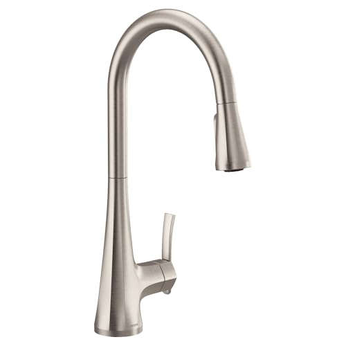 Moen Sinema Stainless Pulldown Kitchen Faucet with Power Boost and Reflex, High Arc Modern Kitchen Faucet, Easy Installation, One-Handle Accent for Customizing, S7235SRS