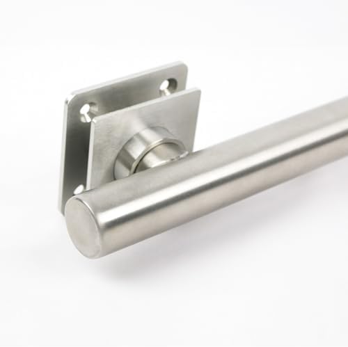 18-inch Coronado Designer Straight Bathroom Shower Grab Bar with Decorative Square Flanges, Satin