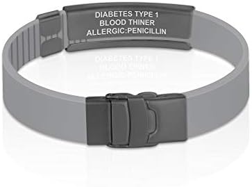 Divoti Custom Engraved Medical Alert ID Bracelet – Dual-Sided Laser Etching, Silicone Wristband, Stainless Steel Security Clasp – Adjustable & Trim-to-Fit – Emergency Medical Info Band for Men & Women
