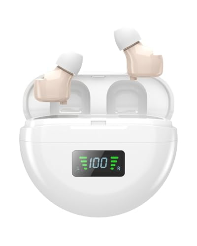 Discreet Hearing Aids with Audio Tracker (Not Amplifier), Rechargeable Hearing Aids for Seniors with Noise Reduction, Auto-On/Off In-The-Ear OTC Hearing Aid with 2 Modes