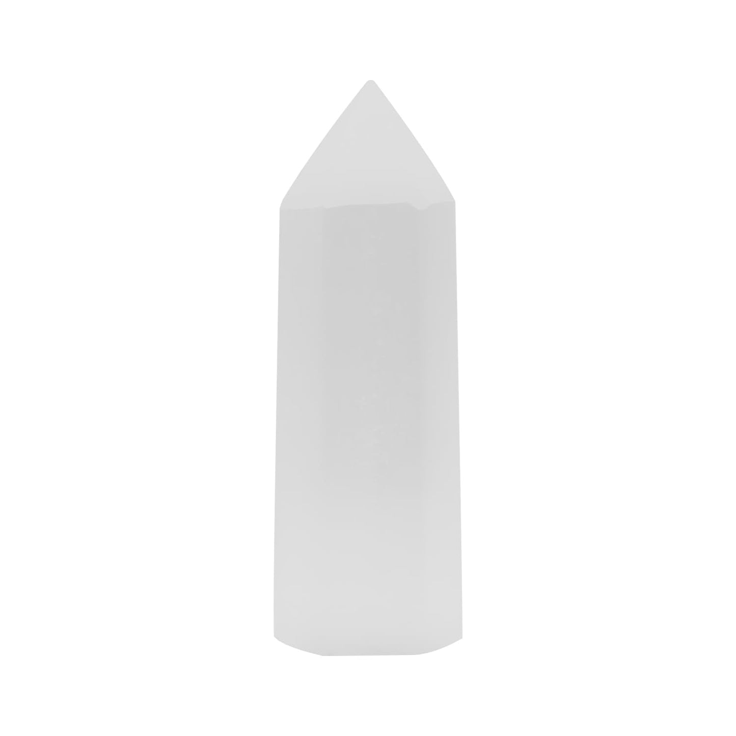 Angelstones Natural Selenite Gemstone Healing Crystal Hexagonal Pointed Reiki Chakra Faceted Prism Wand Carved Stone Figurine Home Decor