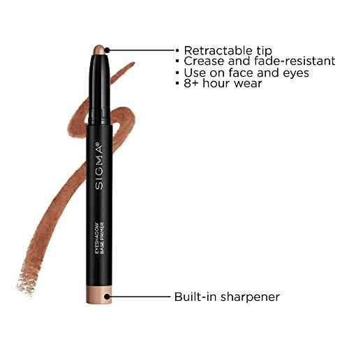 Sigma Beauty Eyeshadow Primer Base ? Professional Grade Eye Primer Crayon w/Retractable Tip for Long-Lasting Makeup & All-Day Color Payoff, Prevents Creasing (Bubbly, Pinky Peach Champagne Shimmer)