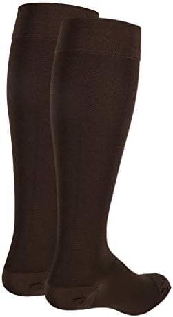 NuVein Medical Compression Stockings, 20-30 mmHg Support for Women & Men, Knee Length, Closed Toe, Brown, X-Large