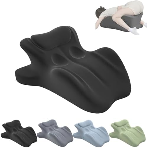 Ergonomic Back Support Pillow for Reading, Memory Foam Couples Pillows, Butt Cushion for Couples, Waist and Neck Support, Multi-Position Comfort Bed Pillow for Sitting and Lying (Black)