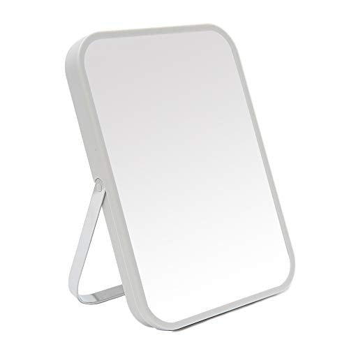 YEAKE Table Desk Vanity Makeup Mirror,8-Inch Portable Folding Mirror with Metal Stand 90¡ÆAdjustable Rotation Tavel Make Up Mirror Hanging Bathroom for Shower Shaving(Gray)