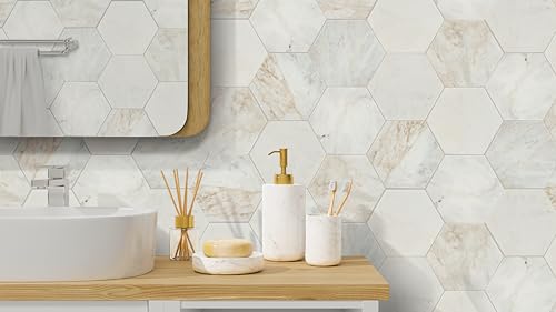 MSI Arabescato Venato 8 in. x 9 in. Hexagon Honed Marble Mosaic Tile for Kitchen, Bathroom Use; 2 Pack of 97 Pieces