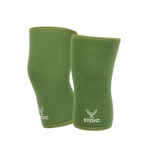 Stoic Knee Sleeves (IPF Approved) – 7mm Knee Support for Powerlifting, Weightlifting & Squats – Used in World Competitions – USAPL & USPA Compliant – Pair for Men & Women (XLarge, Olive)