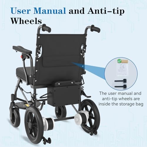 Electric Wheelchairs for Adults Lightweight Foldable, Compact Portable Motorized Power Wheelchair for Travel, Airline Approved 43lb (Black)