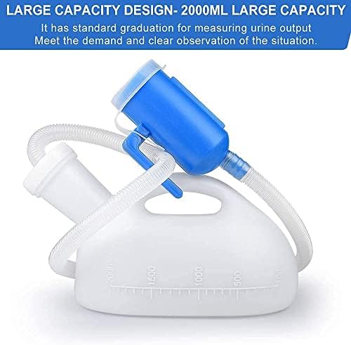 Urinals for Men, 2000ml Urine Bottle for Men, Male Portable Pee Bottle, Spill Proof Men's Potty Portable Urinal, 45.2" Long Tube with Lid for Camping Car Travel Bed Emergency Urination Device