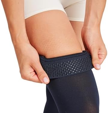 MGANG Medical 15-20 mmHg Compression Stockings for Women & Men, Pair, Thigh High Graduated Compression Socks, Closed Toe, Opaque, Support for Varicose Veins, Edema, Swelling, Flight, Navy Blue 3XL