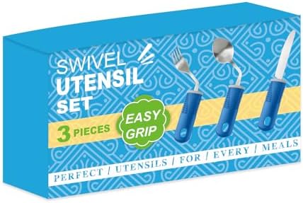 Adaptive Utensils (3-Piece) - Bendable Adaptive Utensils Weighted Stainless Steel Set, Non-Slip Handles for Hand Tremors, Arthritis, Disabled People,Parkinson’s or Elderly,Knives, Fork, Spoons