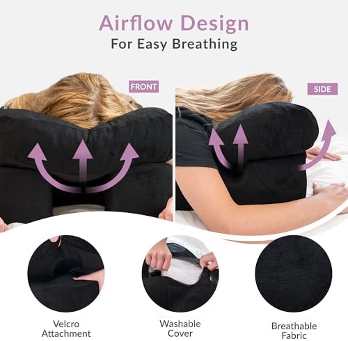 Zomaple Face Down Pillow for Sleeping & Recovery After BBL, Vitrectomy, Retinal & Eye Surgery - Patented Facedown Pillow with Gel Pack is Prone Home Massage Bed Equipment - Ideal for Stomach Sleepers