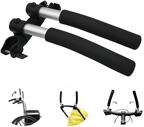 Wheelchair Handle Extenders，Adjustable Stroller Extension Rack，Universal Handlebar Extension Push Bar for Wheel Chair & Indoor Exercise Bike for Adults-2 Pack