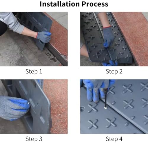 Plastic Slip-Resistant Modular Threshold Ramp - Universal Access Ramp for Wheelchairs, Scooters, Walkers & Safe Pedestrian Passage (6 inch)
