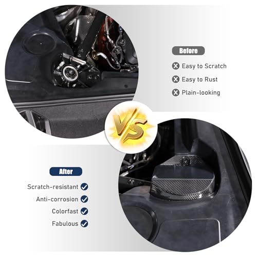 Rear Strut Tower Cover Compatible with Corvette C8 Stingray 2020-2024,Genuine Carbon Fiber Engine Bay Rear Shock Absorbing Tower Protection Panel Cover Trim 2pcs C8 Accessories (Black)