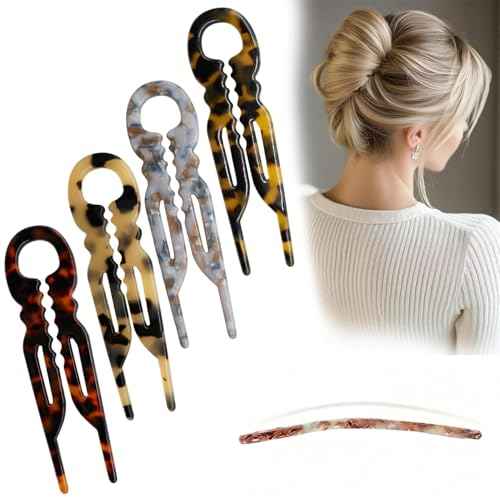 Prestige French Hair Pins - Serrated Anti-Slip Design, Curved Angle for Better Head Fit, New Elegant Hair Accessories for Women, Suitable for All Hair Types£¨4pcs£©
