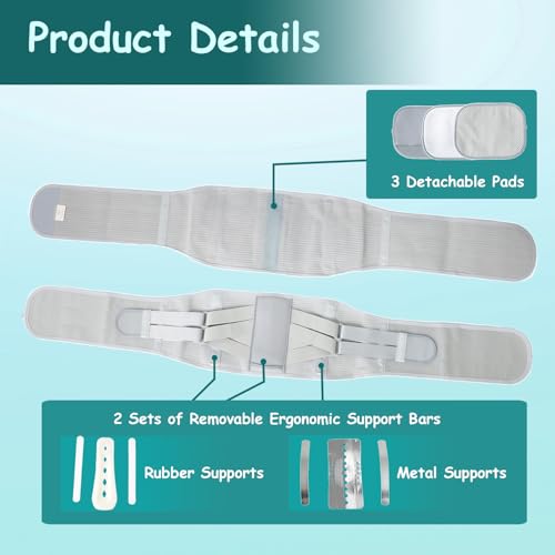 King Mills Plus Size Back Brace for Lower Back Pain, Breathable Obese Belly Support for Sciatica, Back Pain, Scoliosis, Two Sets of Support Bars. Lightweight. (Waist: 52" - 60")