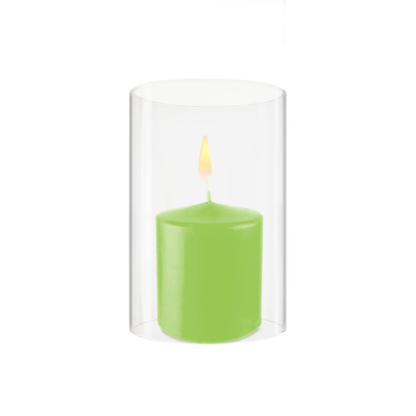 CYS EXCEL 6 PCS (H:6" D:4"") Open Ended Clear Glass Hurricane Candleholder Tube Lamp Shade Open Flame Candlestick Holder Chimney Tube Cover Bottomless Cylinder"