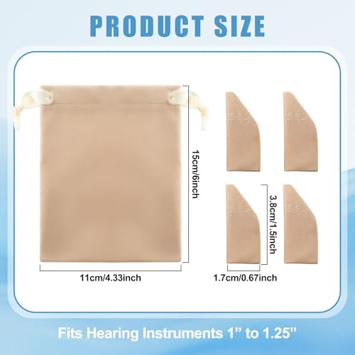 Nuanchu 2 Packs Hearing Aid Comfort Protection with Storage Bag Hearing Aid Cover Fits 1" to 1.25" Protect Amplifiers from Dirt, Sweat, Wind(Fits 1" to 1.25",Khaki)