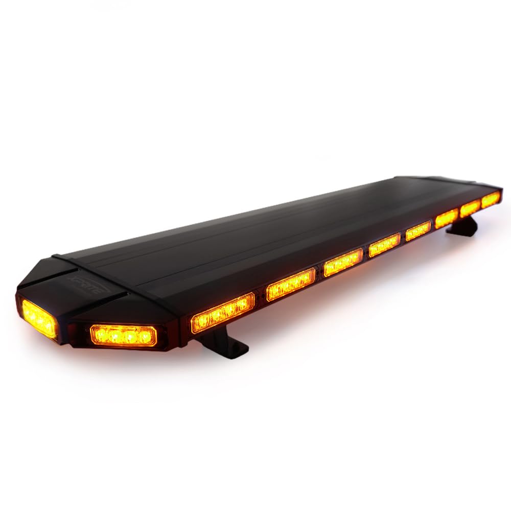 Xprite 48" Amber Emergency Strobe Bar Lights Black Hawk Hevy-duty Rooftop Security Flashing Hazard Warning Lightbar for Tow Trucks Construction Vehicles Traffic Pilot Cars Snowplow