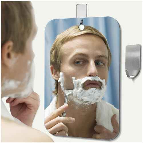 Shatterproof Shower Mirror fogless for Shaving Mirror (Larger,11"x8") Small Wall Hanging Camp Vanity Mirror,Unbreakable Makeup Travel Camping Mirrors,Men Fog Free Handheld,Outdoor Showers