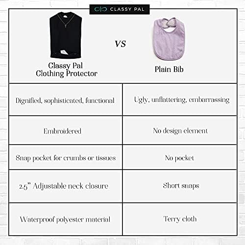 Adult Bibs for Women, Dress ‘n Dine™ Clothing Protectors for Eating, Senior Adult Bib Terry Cloth Crumb Catcher, Embroidered Design, Waterproof, Reusable, Washable (Gold Cross)