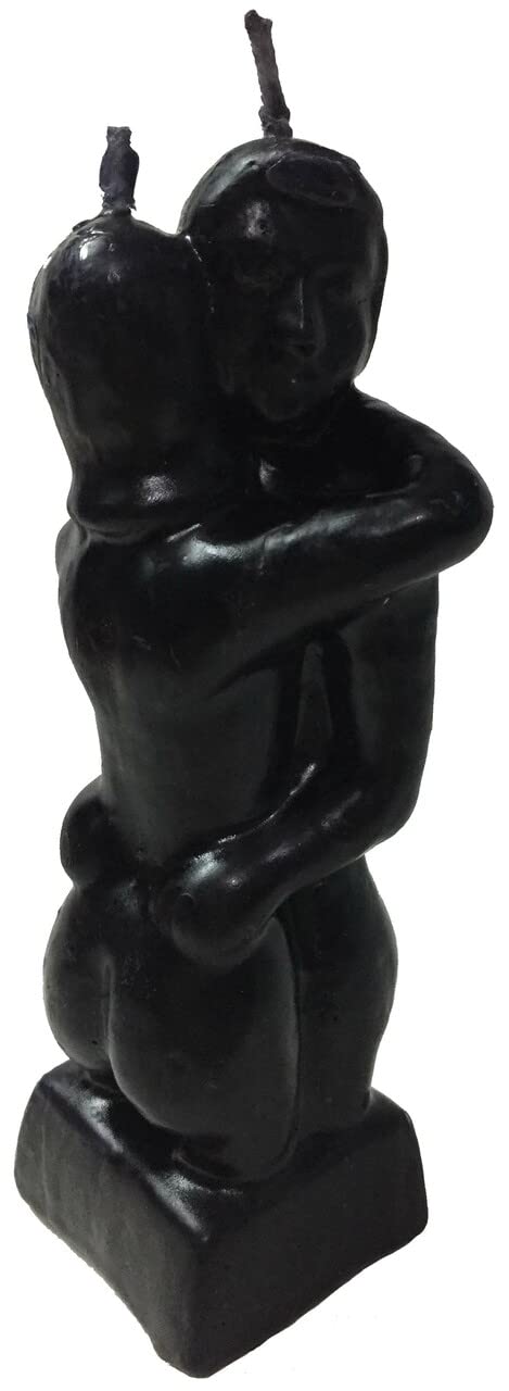 Adam & Eve - Love Ritual Candle: Couple Hugging Image - Fall in Love - 5 inches (Black)