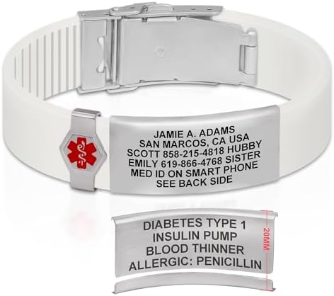 Divoti Custom Engraved Medical Alert ID Bracelet – Dual-Sided Laser Etching, Silicone Wristband, Stainless Steel Security Clasp – Adjustable & Trim-to-Fit – Emergency Medical Info Band for Men & Women