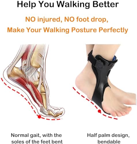 AFO Drop Foot Brace, Upgraded Medical Foot Up Ankle Foot Orthosis Support with Inflatable Airbag for Hemiplegia Stroke Shoes Walking Foot Stabilizer (Left, M)