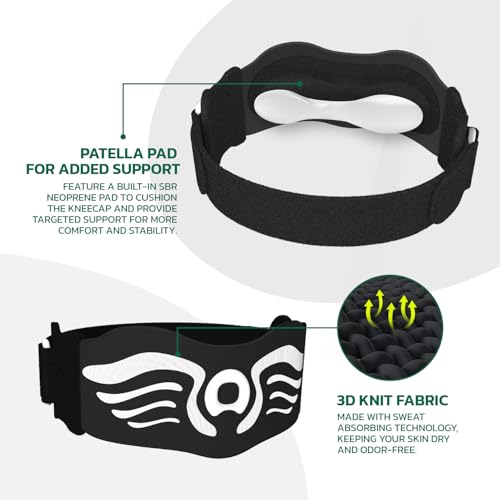 2 Pack Patella Knee Strap Band for Knee Pain Knee Support Patella Stabilizer Braces Tendon Ergonomic Silicone Pad (with 2 adjustable straps, one long & one short)