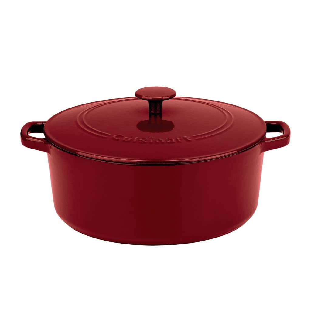 Cuisinart Chef's Classic Enameled Cast Iron Casserole Set (7-Quart, 5-Quart), Cardinal Red
