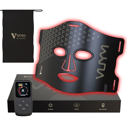 VYM Infrared Light Therapy Mask: High Power for Glowing Skin Ultra-Thin, Rechargeable Luxury - Black Bag