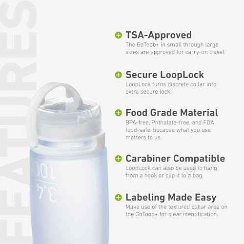 humangear GoToob+ 3-Pack (Large) | Refillable Silicone Travel Bottle | Locking Lid | Food-Safe Material, Clear/Green/Blue, Large (3.4 fl.oz.; 100ml)