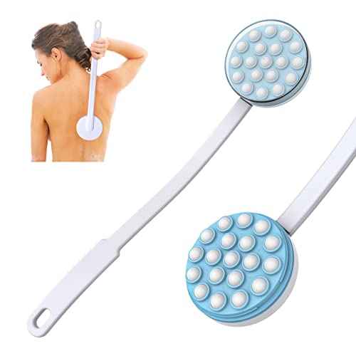 Back Lotion Applicator and Massager by Body Long Handheld self-Handhled Easy Reach for Sunscreen, Cream, Shower Gel on Back, Legs and Feet, Long Shower Bath Brush, Easily Roll-a Dispenser