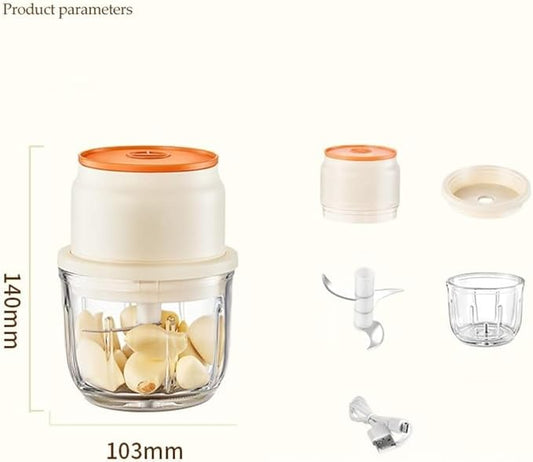 Mini Cordless Electric Mini Chopper, Portable Powerful Garlic Chopper, Onion Grinder, Masher, Crusher, Food Processor for Ginger, Chili, Veggie (Size : 300ml)