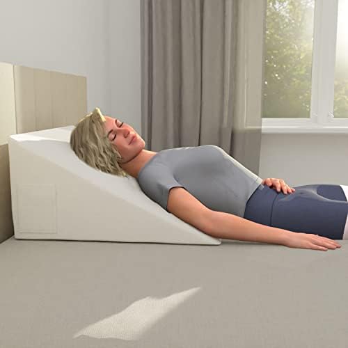 Wedge Pillow Cover for 24x24x12 Bed Wedge Pillow, Hypoallergenic Replacement Case with Zipper & Pockets