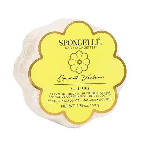 Spongelle Coconut Verbena Spongette Loofah Body Scrubber | Bath & Shower Loofah for Women | Body Scrubber Exfoliator with Body Wash Infused Sponge | 5+ uses | Creamy Coconut, Verbena & Lime