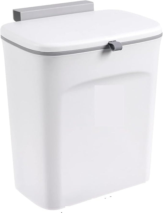 Hanging Trash Can, Kitchen Garbage Bin Waste Bins, Kitchen Slide Lid Trash Can Wall-Mounted Household Hole-Free Storage Bucket Wall Cabinet Door Large Box with A Lid
