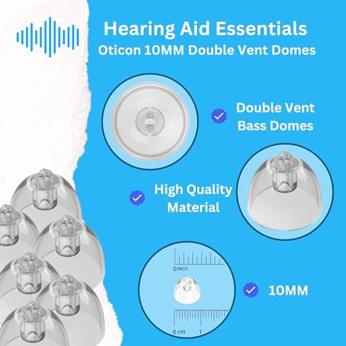 Hearing Aid Domes for Oticon Minifit Bass 10MM Double Vent Domes, Qty 36, Oticon Dome Replacements, Universal Oticon 10MM Domes Hearing Aid Supplies 10MM