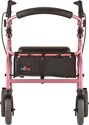 NOVA Medical Products Zoom Rollator Walker with 20” Seat Height, 20 Inch, Pink