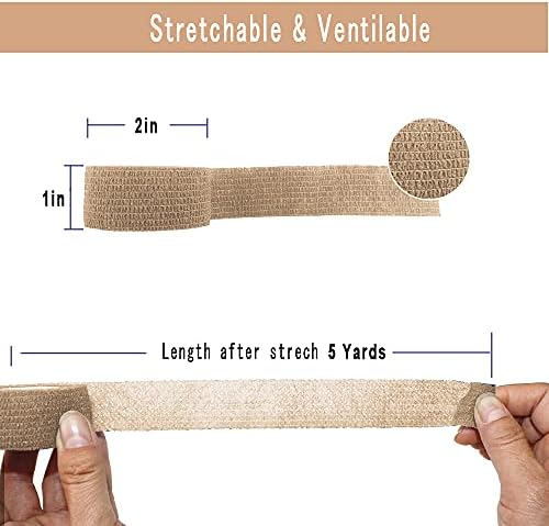 [24 Pack-1"x5Yards]MINGYUE Self Adhesive Bandage Wrap,Athletic Tape,Sports Tape,Wrist and Ankle Wrap Tape,Cohesive Bandage for Vet Tape(Skin Color)