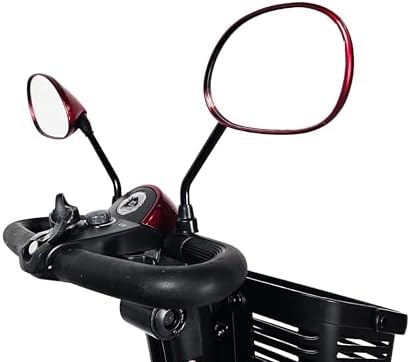 Rear View Mirror Pair For Most Pride Mobility Scooters (Only Works With Scooters With Screw Holes On the Tiller) COLOR: RED