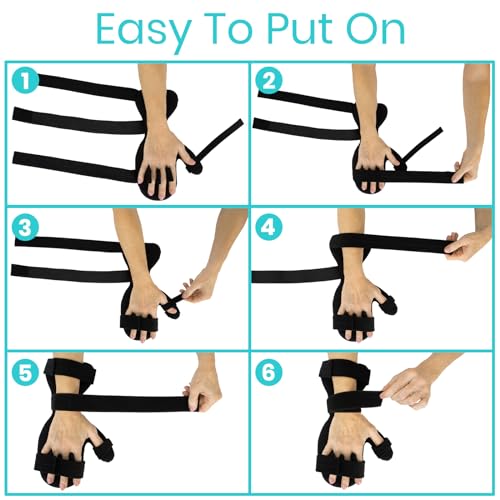 Vive Resting Hand Splint - Stroke Recovery Support Brace for Straightening Fingers - Right & Left Wrist Night Immobilizer - Patient Rehabilitation Tools Tendonitis, Arthritis, Carpal Tunnel Relief