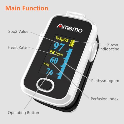 Pulse Oximeter,OLED Display Oxygen Monitor Fingertip,Blood Oxygen Saturation Monitor(SpO2) with Carrying Case,Silicone Cover