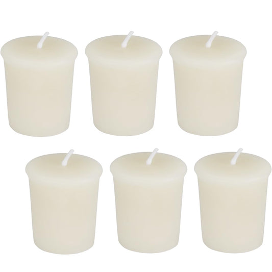 AGLARY 6PCS Pure Beeswax Votive Candles, Unscented, Naturally Lightly Honey Scented, 12 Hours Burn Time Each (White)