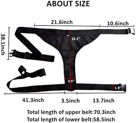 Wheelchair Safety Seat Belt, Breathable Medical Hospital Straps, Adjustable Safety Harness, Anti-Slip Chair Waist Lap Strap Auto Style for Elderly, Patients, Disabled (Black)